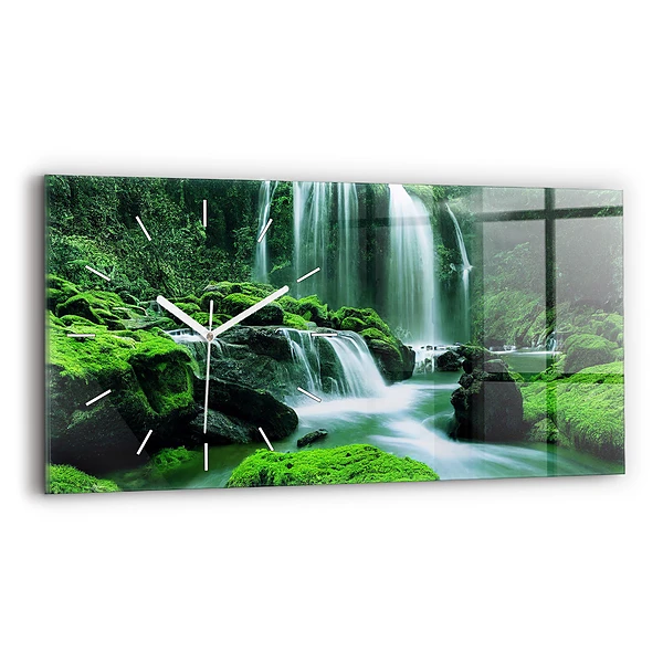 Ceas din sticlă orizontale Cascada printre mușchi