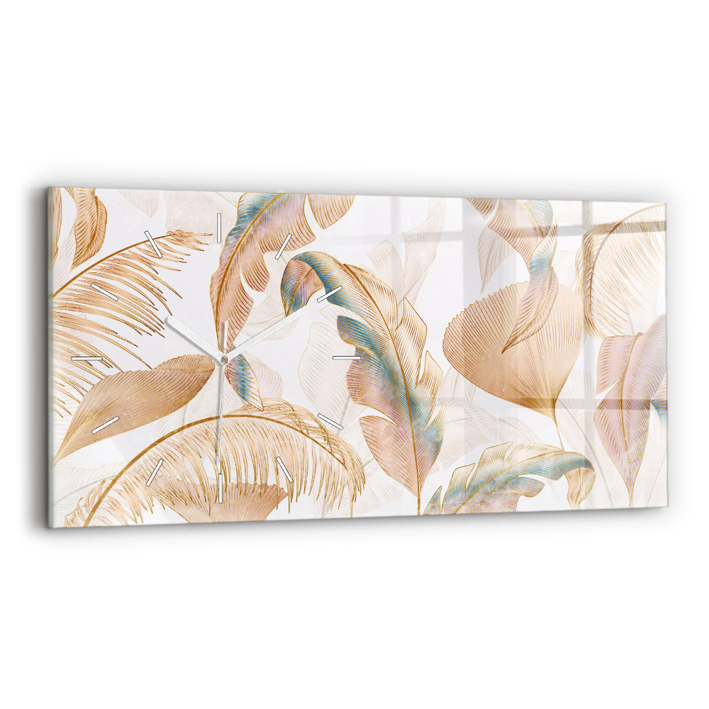 Ceas de sticlă pe perete orizontale Natura frunze model