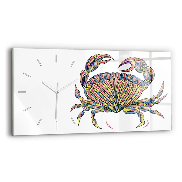 Ceas perete din sticlă orizontale Crab etnic