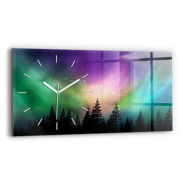 Ceas perete din sticlă orizontale Auroră boreală