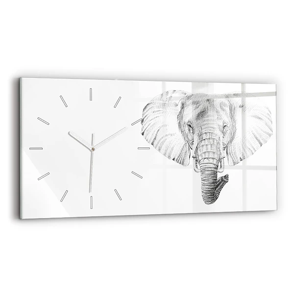 Ceas perete din sticlă orizontale Cap de elefant vectorial