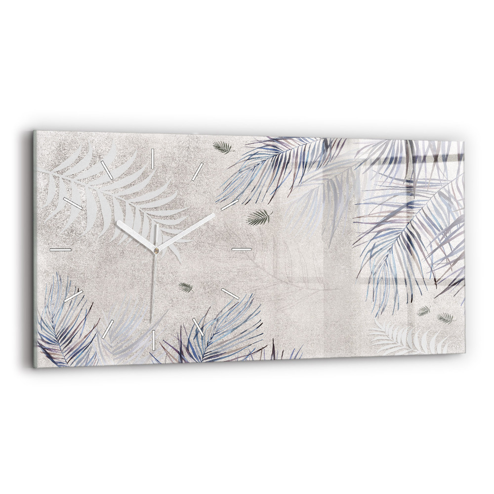 Ceas orizontale de perete din sticlă frunza de palmier