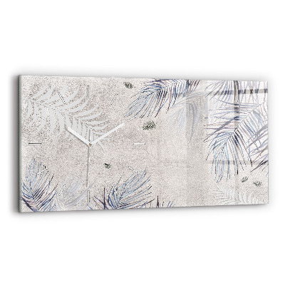 Ceas orizontale de perete din sticlă frunza de palmier