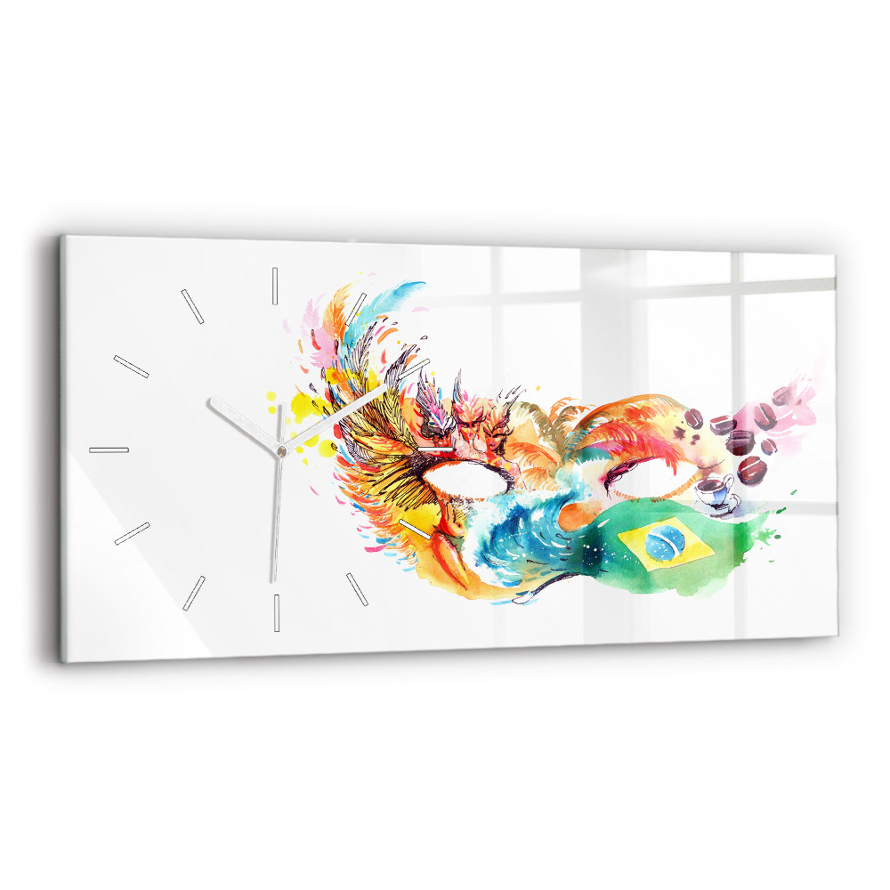 Ceas orizontale de perete din sticlă Cultură - steag brazilian