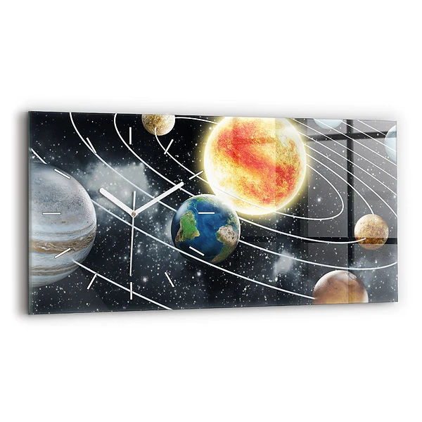 Ceas perete din sticlă orizontale Sistem solar