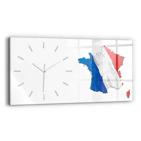 Ceas orizontale de perete din sticlă steag francez