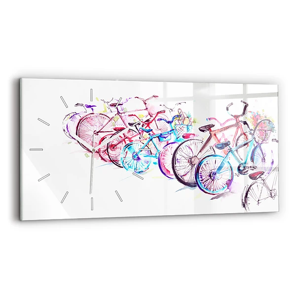 Ceas de sticlă pe perete orizontale Biciclete de oraș colorate