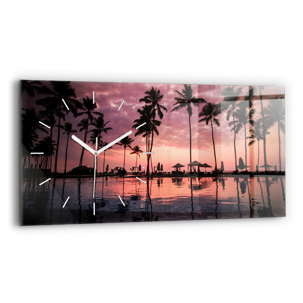 Ceas de sticlă pe perete orizontale Palmieri din Hawaii