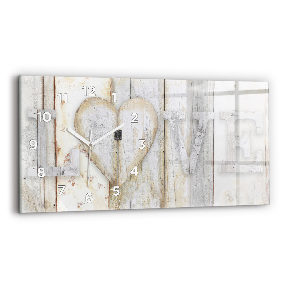 Ceas orizontale de perete din sticlă Inscripție dragoste
