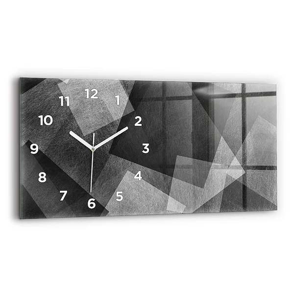 Ceas orizontale de perete din sticlă Abstracția geometrică