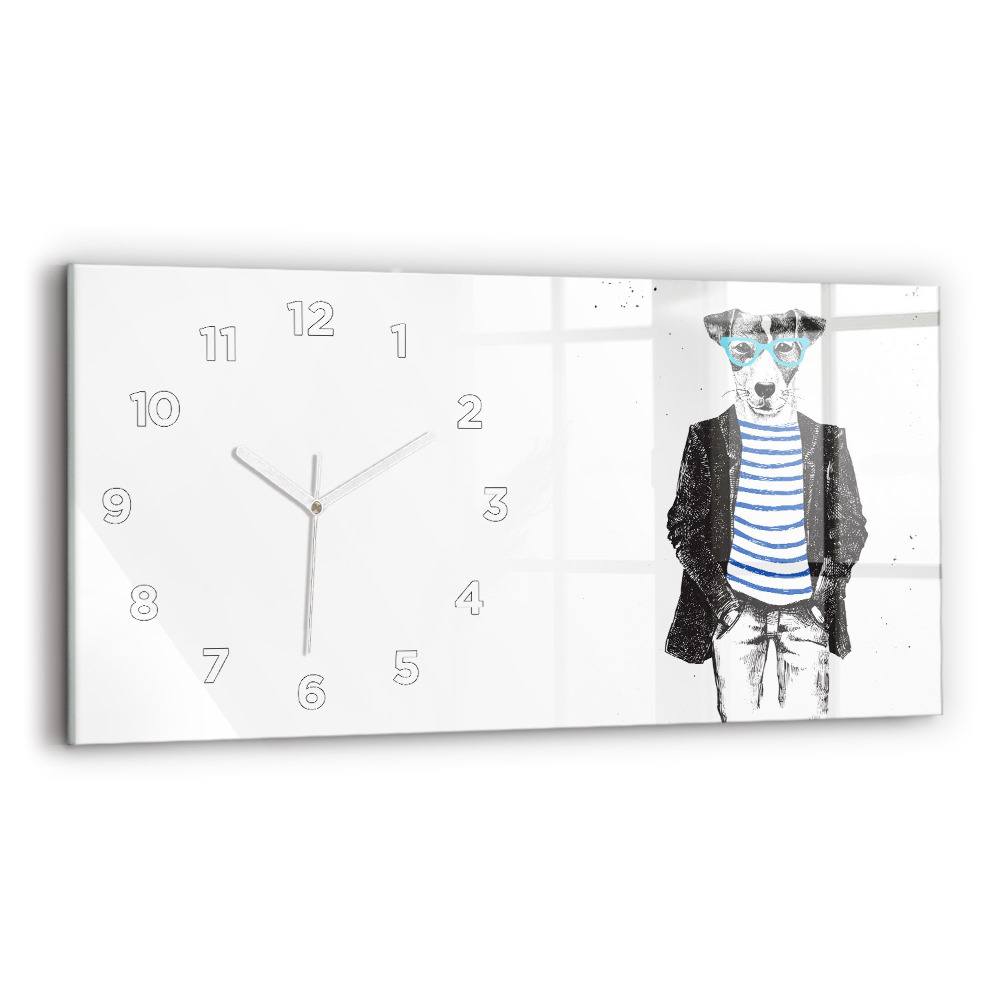 Ceas de sticlă pe perete orizontale Un câine într-un corp uman