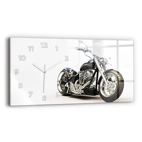 Ceas din sticlă orizontale Motocicletă neagră