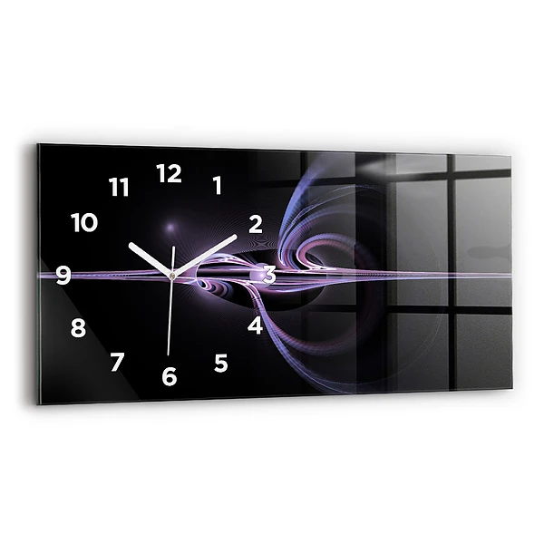 Ceas orizontale de perete din sticlă Abstracție violet
