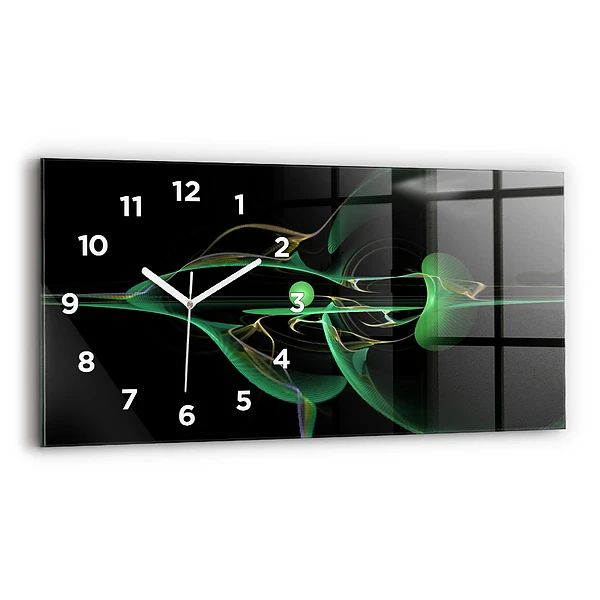 Ceas din sticlă orizontale Abstracția verde