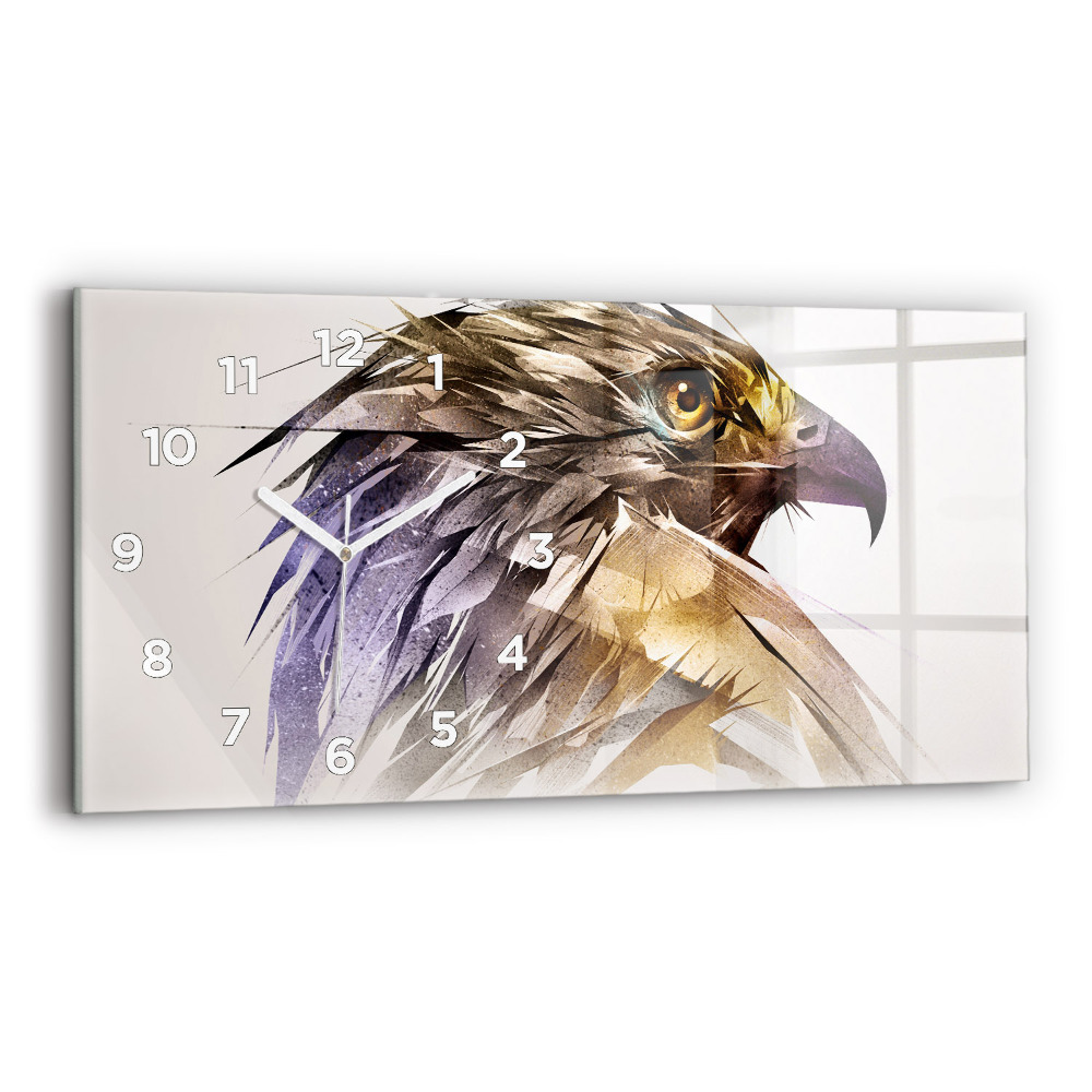 Ceas orizontale de perete din sticlă Pasăre de prădăre