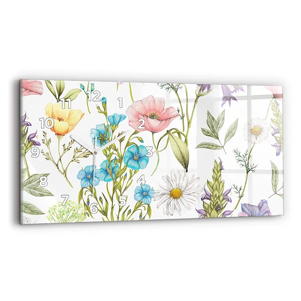 Ceas de sticlă pe perete orizontale Aranjament floral