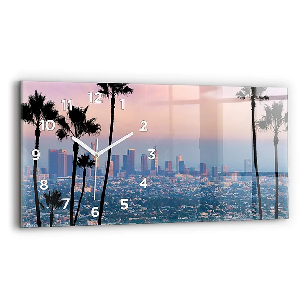 Ceas orizontale de perete din sticlă Apus de soare din Los Angeles