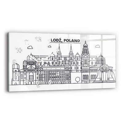 Ceas perete din sticlă orizontale Panorama arhitecturii Łódź