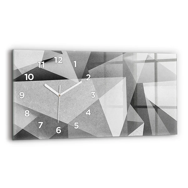 Ceas orizontale de perete din sticlă Abstracție geometrică gri