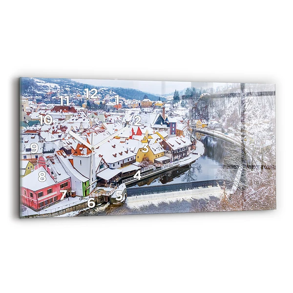 Ceas de sticlă pe perete orizontale Panorama orasului iarna