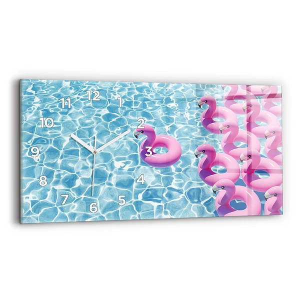 Ceas de sticlă pe perete orizontale Păpădie flamingo
