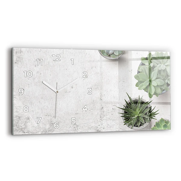 Ceas de sticlă pe perete orizontale Plante decorative