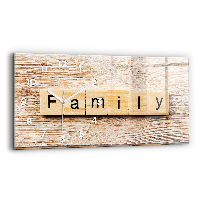 Ceas de sticlă pe perete orizontale Inscripția familiei