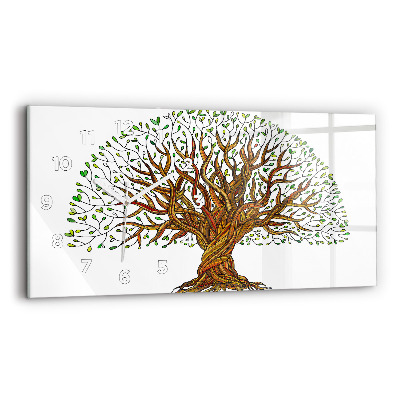 Ceas perete din sticlă orizontale Rădăcinile copacilor
