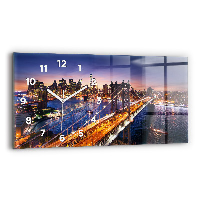 Ceas orizontale de perete din sticlă New York și apusul soarelui