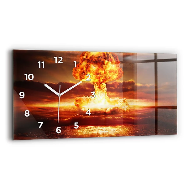 Ceas perete din sticlă orizontale Explozia unei bombe atomice