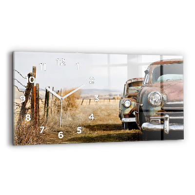 Ceas perete din sticlă orizontale Mașini vechi