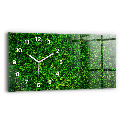Ceas perete din sticlă orizontale Frunze de gard viu