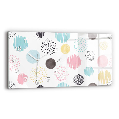 Ceas de sticlă pe perete orizontale Model geometric