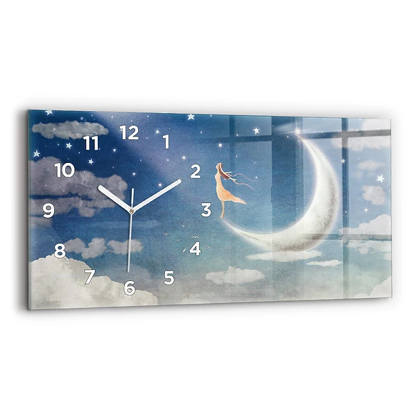 Ceas de sticlă pe perete orizontale Fata pe luna