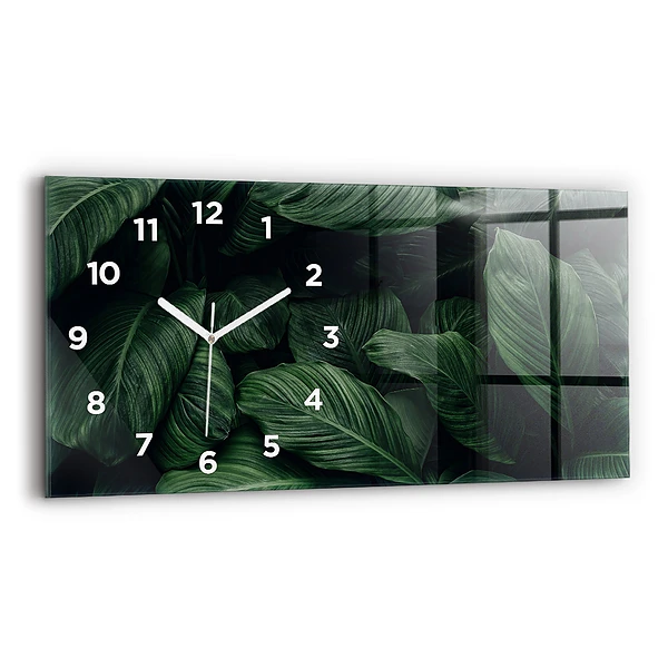 Ceas perete din sticlă orizontale Monstera tropicală