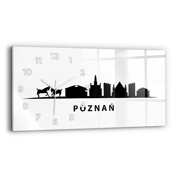 Ceas orizontale de perete din sticlă Grafică panoramică Poznań