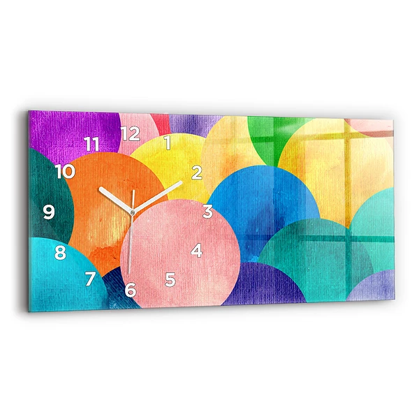 Ceas de sticlă pe perete orizontale Cercuri abstracte