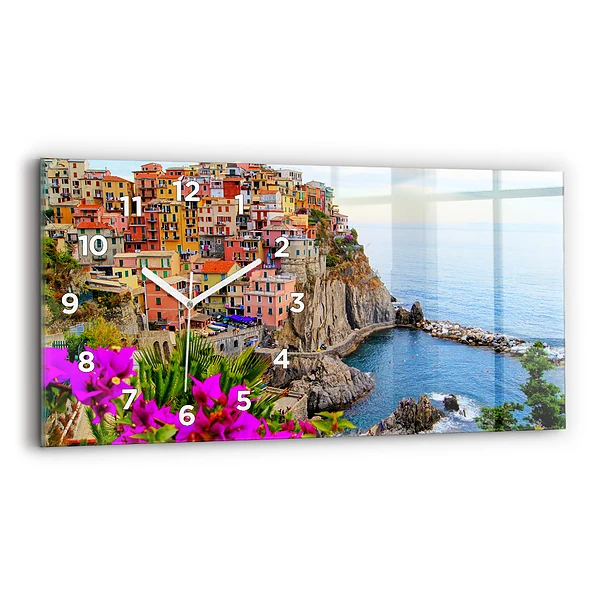 Ceas perete din sticlă orizontale Coasta Cinque Terre