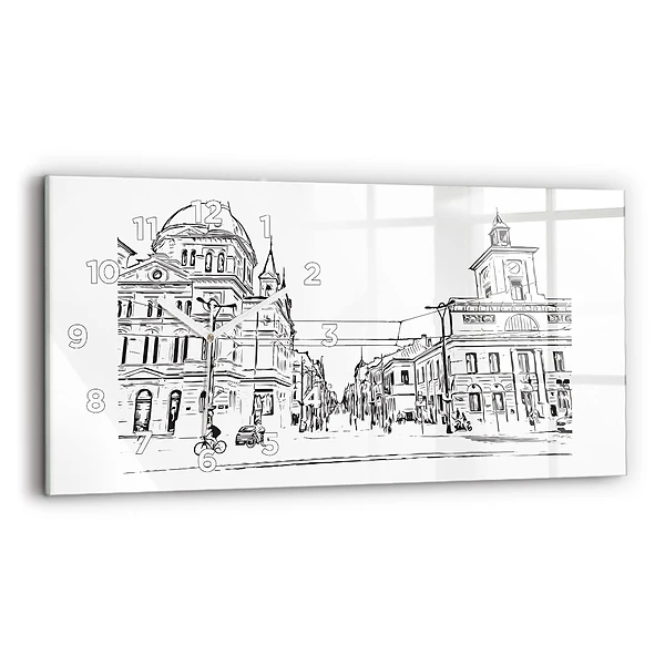Ceas orizontale de perete din sticlă Ilustrația orașului Poznań