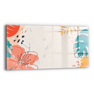 Ceas perete din sticlă orizontale Plante hawaiene
