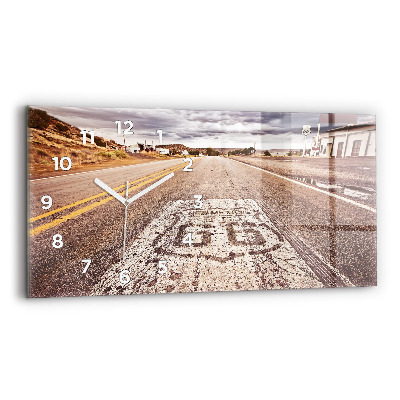 Ceas perete din sticlă orizontale Route 66 SUA