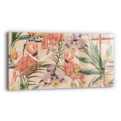 Ceas din sticlă orizontale Frunze de palmier tropical