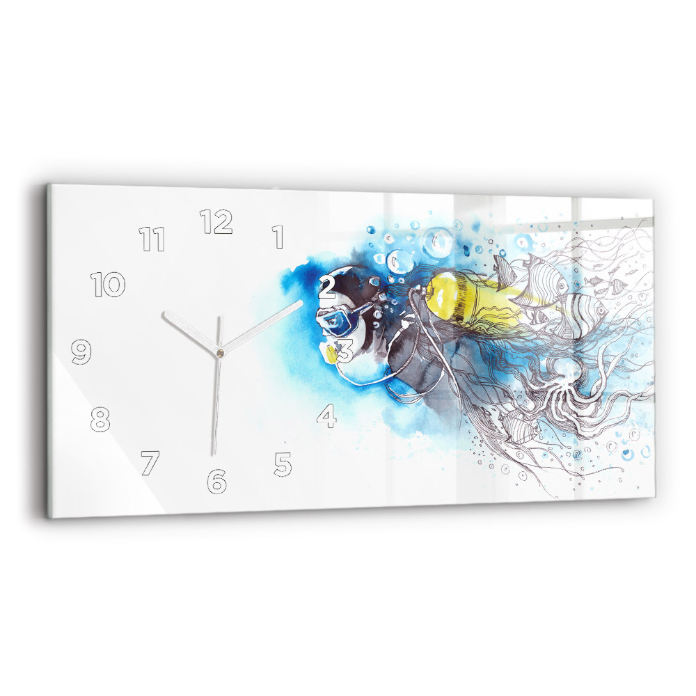 Ceas din sticlă orizontale Viața subacvatică a peștilor