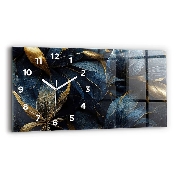 Ceas perete din sticlă orizontale Flori decorative