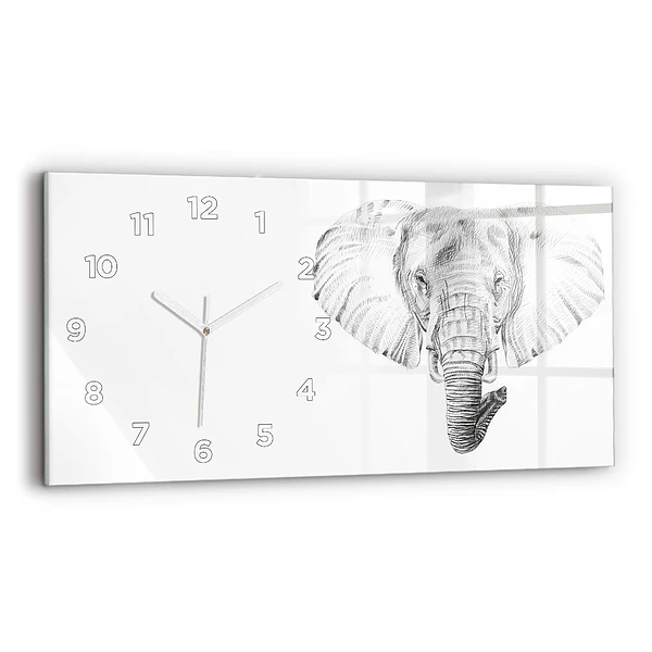 Ceas perete din sticlă orizontale Cap de elefant vectorial