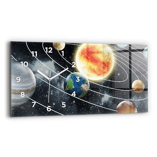 Ceas perete din sticlă orizontale Sistem solar
