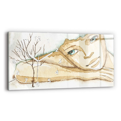 Ceas din sticlă orizontale Portretul unei femei