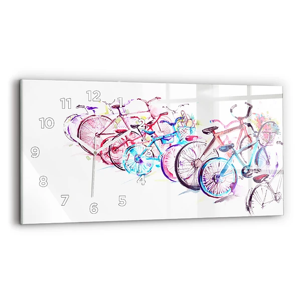 Ceas de sticlă pe perete orizontale Biciclete de oraș colorate