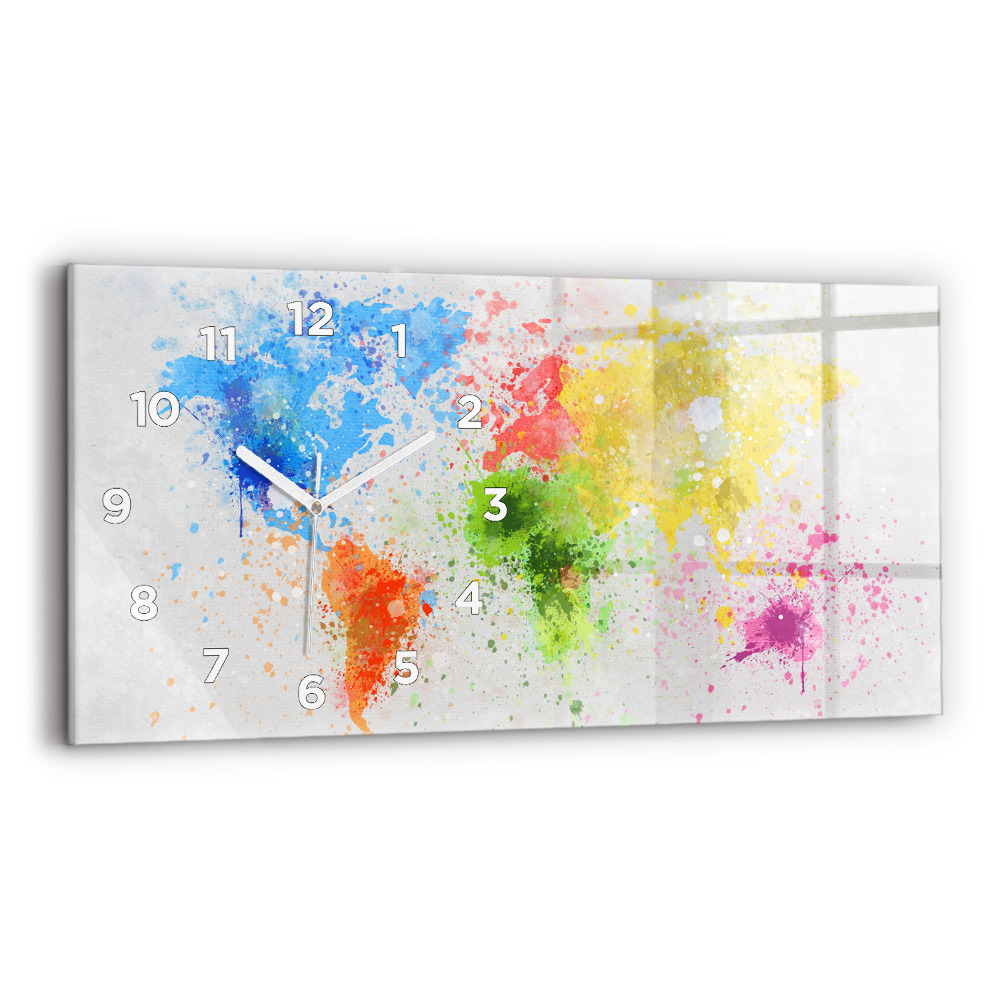 Ceas orizontale de perete din sticlă Harta lumii pe hârtie