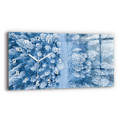 Ceas perete din sticlă orizontale Pădure din vedere de pasăre